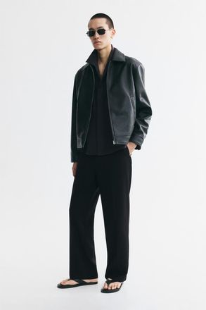 H&M Relaxed-fit Wide-leg Tailored Pants in Black at Nordstrom, Size 31
