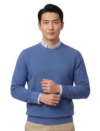 HUGO BOSS Boss Black Ecaio-P trui effen blauw katoen