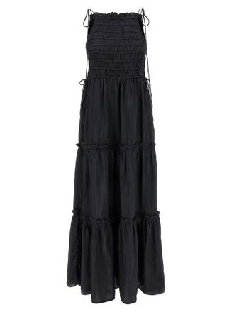 Ganni Gray Viscose Long Womens Dress