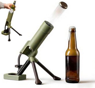 OEM Abrebotellas T&aacute;ctico Tipo Mortero Con Lanzador De Tapas, Abrebotellas Multifuncional, Apto Corona 330 Ml, &Uacute;nico Hombres D&iacute;a Padre, Verde Militar