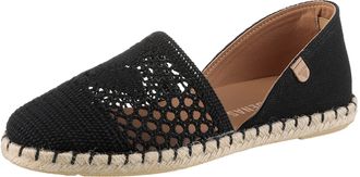 Verbenas Espadrille VERBENAS Carmen Crochet-Lino Paris, Damen, Gr. 36, schwarz, Textil, Schuhe Espadrille, Slipper, Sommerschuh, Strandschuh im H&auml;kel-Look