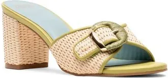 Frances Valentine Taylor Block Heel Sandal in Natural/Green at Nordstrom, Size 9.5