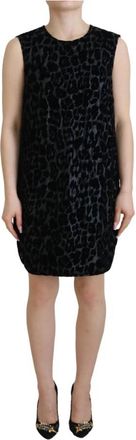 Dolce & Gabbana Luipaardprint Mini Jurk Mouwloos - Dames - Korte kleedjes - Zwart - S - Polyester - Kleedjes