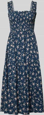 Apricot Midikleid mit R&uuml;schen und Karree-Ausschnitt in Marine, Gr&ouml;&szlig;e XXL