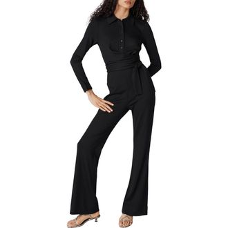 Diane Von F&uuml;rstenberg Michele Wide Leg Jumpsuit in Black at Nordstrom, Size Xx-Small