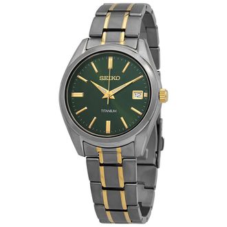Seiko Essentials Quartz Green Dial Mens Watch SUR377