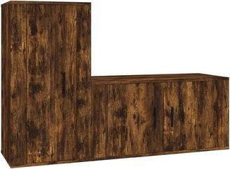 vidaXL Vidaxl - Set De Muebles De Tv 2 Pzas Madera Contrachapada Roble Ahumado