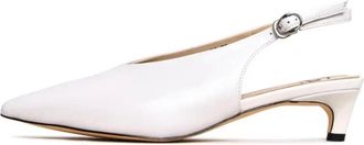 Cesare Gaspari Minimalist Slingback Kitten Heels - Wit - Dames - Pumps - Wit - 37 EU - Leer - Schoenen