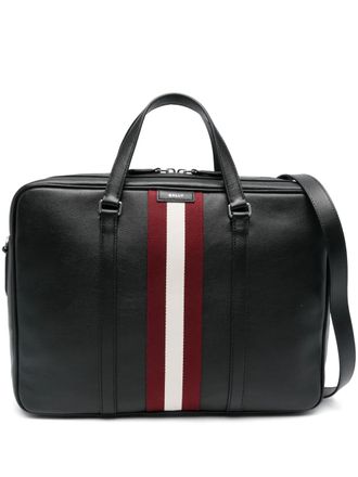 Bally stripe-detail briefcase - men - CALFSKIN/Recycled Nylon - One Size - Black