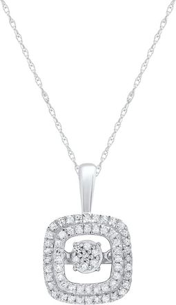 MAX + STONE Sterling Silver Beloved Brilliance Dancing Diamond Double Halo Pendant Necklace