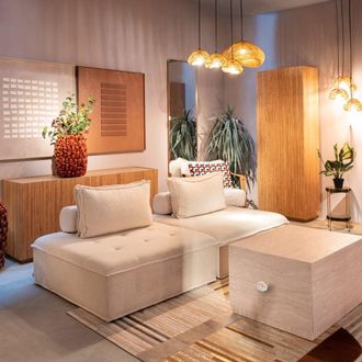Kare Design Sof&aacute; modular de tela color crema 106 cm