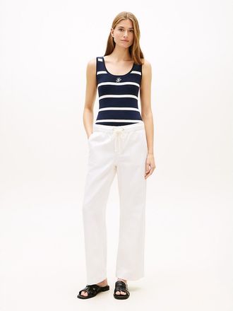 Tommy Hilfiger Womens Lightweight Wide Leg Pull-On Jean - Blue - XXL