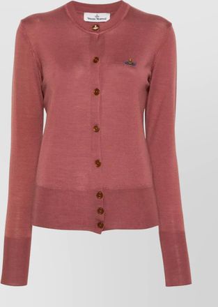 Vivienne Westwood silk wool fine knit logo embroidered cardigan
