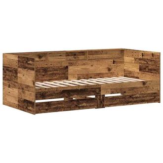 Berkfield Home Daybed with Drawers Old wood Engineered wood 90 x 190 cm Sturdy in Brown
