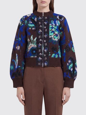 sacai Wool Bomber Jacket with Balloon Sleeves and Floral Embroidery