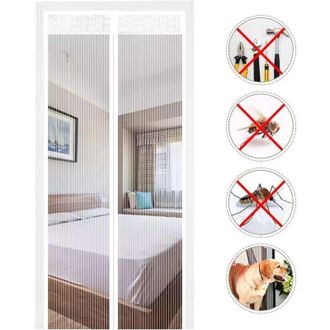 OEM Mosquitera Magn&eacute;tica Para Puerta, Cortina Mosquitera De Cierre Autom&aacute;tico Con Imanes, No Requiere Taladrar (120x220cm, Blanco) - Crezuo