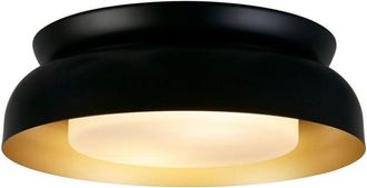 Searchlight Kendal 2Lt Flush, metallo nero e oro con diffusore satinato