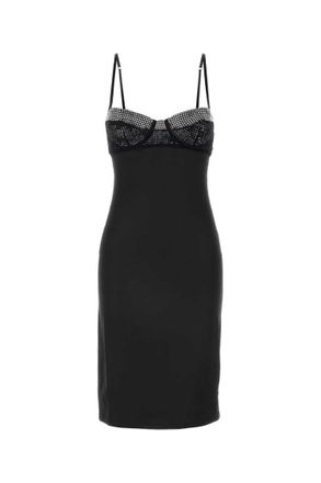 Os&eacute;ree Black Crystal-embellished Tube Dress