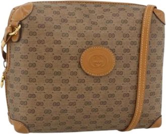 Gucci Pre-owned Cross Body Bags, female, Brown, Size: ONE SIZE Pre-owned Vintage Micro Small GG Canvas Shoulder Bag
