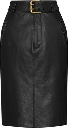 Saint Laurent Rokken, Dames, Zwart, M, Leer, Jupe Longue