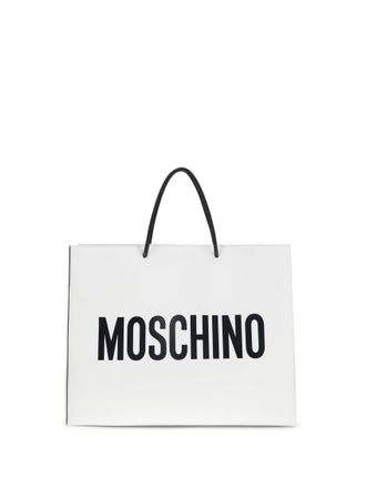 Moschino White Logo Large Tote