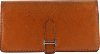 Herm&egrave;s Orange Epsom Leather Long Wallet (Bi-Fold) (Pre-Owned)