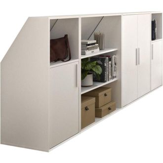 Vente-Unique Vente-unique - Mobile mansarda 4 ante, 2 scaffali e 2 nicchie Bianco - adezio