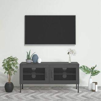 Berkfield Home TV Cabinet Anthracite 105x35x50 cm Steel in Black | Size: 105 x 35 x 50 cm