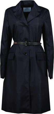 Prada Re-nylon Trench met Riem - Dames - Trenchcoats - Blauw - M - Nylon - Jassen