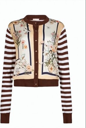 Liu Jo Striped Twill Insert Knitwear Cardigan