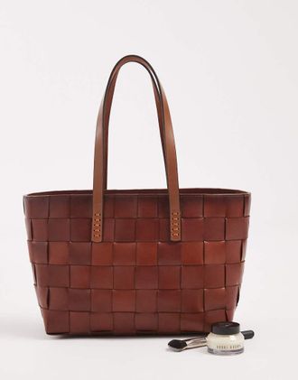 Dragon Diffusion Borsa shopping intrecciata color cuoio-Marrone
