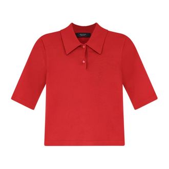 Gucci Fijn stretch zijde breiwerk polo - Dames - Tops - Rood - Maat: L Zijde