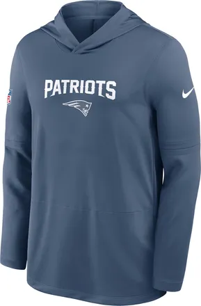 Nike New England Patriots Rivalries Collection Sideline Nike Mens Dri-FIT NFL Long-Sleeve Hooded Top in Blue | 03B94NR8K-3NZ
