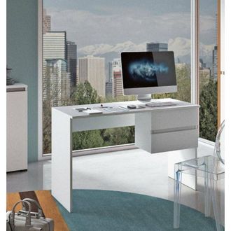 Dmora Escritorio Carpino, Escritorio Lineal Con 2 Cajones, Mesa De Estudio Multiusos Y Que Ahorra Espacio, 100% Made In Italy, 110x53h76 Cm, Blanco, Con Emb