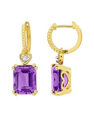 Rina Limor Silver 6.48 ct. tw. Amethyst, White Topaz Heart Earrings