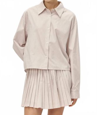 Elodie Danika Striped Button-Down Top In Taupe
