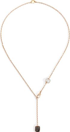 POMELLATO Sabbia Diamond Y-Necklace in Rose Gold/white/brown Diamond at Nordstrom