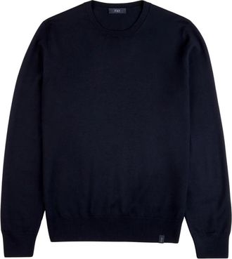 Fay Rondgebreide trui - Heren - Ronde hals truien - Blauw - 2XL - Wol - Truien & Vesten