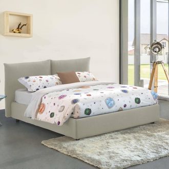 Talamo Italia Talamo Italia - Dmora - Cama Matrimonial Dbrunor, Cama Contenedor Con Revestimiento De Tela, 100% Made In Italy, Apertura Frontal, Con Colch&oacute;n Cm 160x