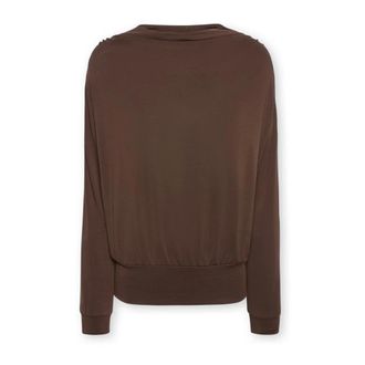 Elena Miro Hoodies & sweatvesten, Dames, Bruin, XL, Polyester, Modal T-shirt met boothals