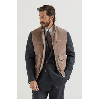 Brunello Cucinelli Nylon vest with padding in Hazelnut at Nordstrom, Size 56 It