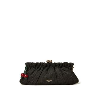 Twinset Clutches, female, Black, Size: ONE SIZE Cherry-Detail Clutch Bag
