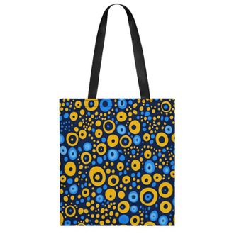 Generic Blue And Yellow Circles Womens Tote Casual Shopping Bag Lightweight Shoulder Bags Hobos Handbag for Work Travel Daily 35x40cm