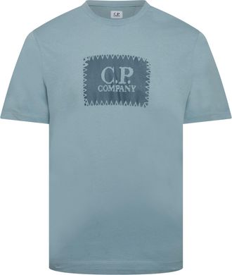 C.P. Company Mens 30/1 Jersey Logo Label T-Shirt in Blue Cotton - Size X-Large