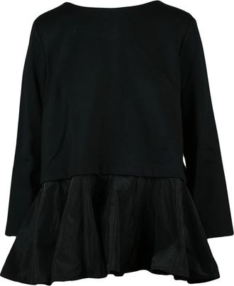 Meimeij Black Viscose-Blend Double Fabric Blouse