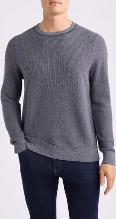 Nordstrom Two Tone Cotton & Cashmere Crewneck Sweater in Coal- Grey December Heather at Nordstrom, Size Xx-Large