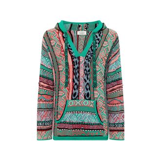 Laneus Patterned V-neck Hoodie