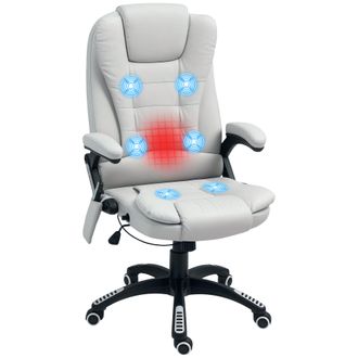 HOMCOM Heated Vibrating Massage Chair with Reclining Function - Light Grey | TJ Hughes