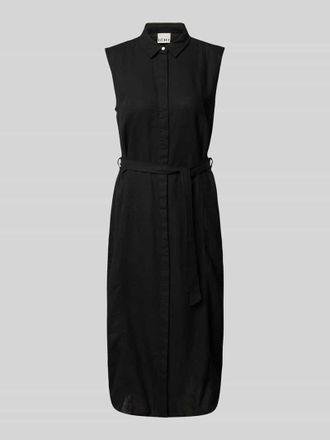 Ichi Hemdblusenkleid aus Leinen-Viskose-Mix mit Bindeg&uuml;rtel in Black, Gr&ouml;&szlig;e 34