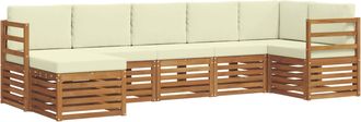 vidaXL Conjunto De Sof&aacute;s De Exterior 7 Uds. Natural Y Crema Vidaxl